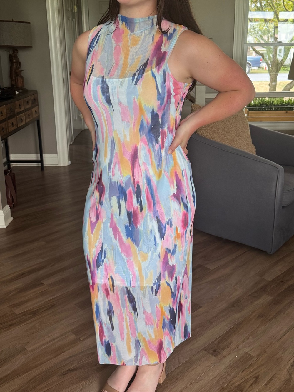 Steve Madden NWOT Pastel Watercolor Midi Dress